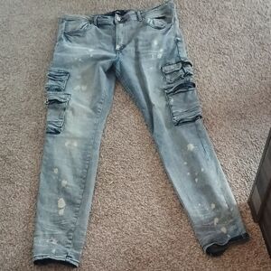 Distressed Cargo Jeans